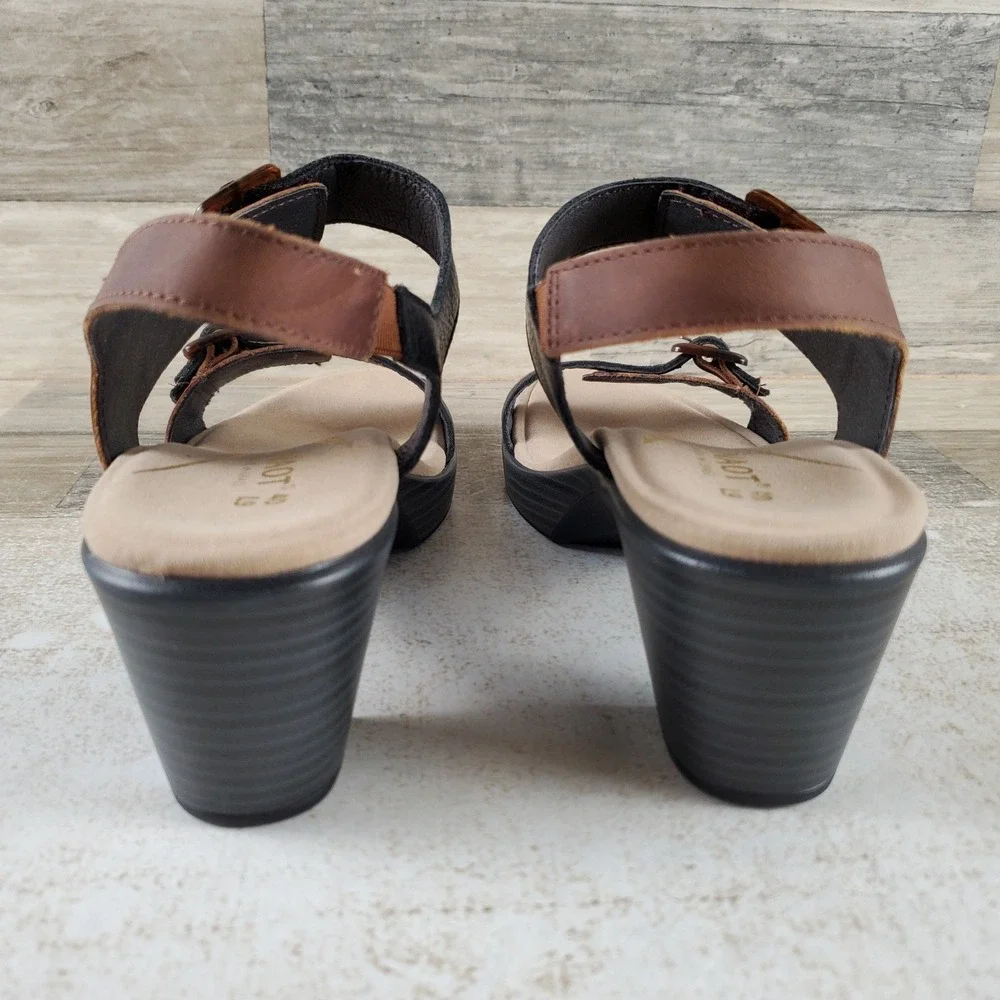 Naot Mode Womens Sandal Sz 9 Brown Black Beige Radiant Copper Leather Block Heel
